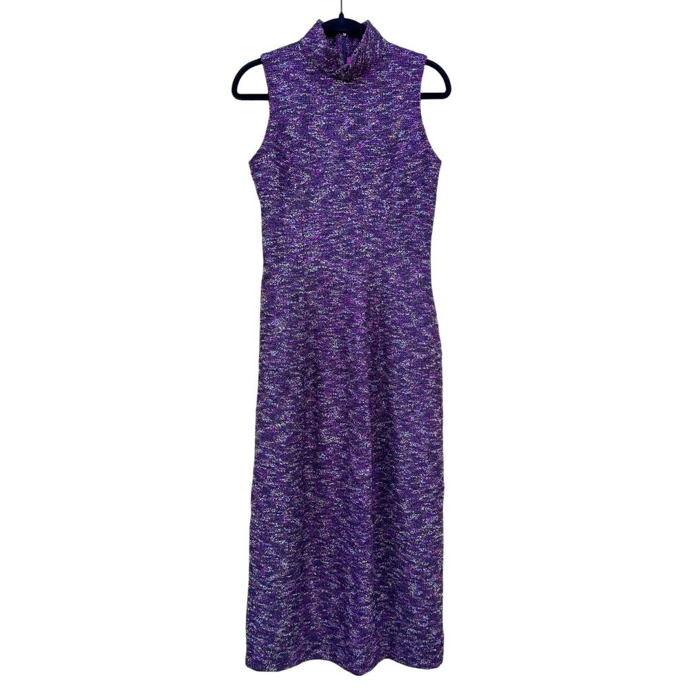 Vintage 90's Kenzo Paris Tweed Silk Lined Maxi Sheath Dress with Pockets Size 6